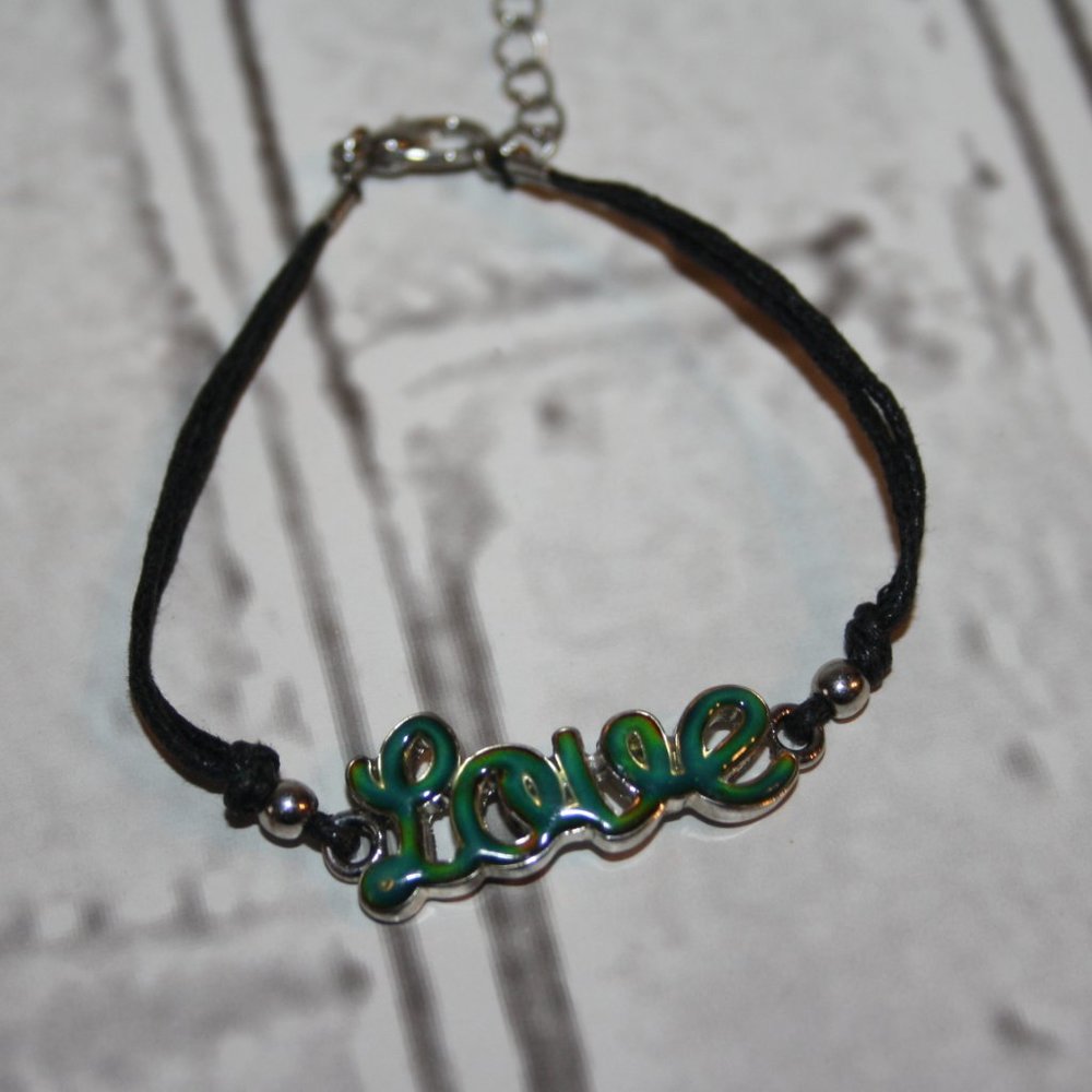 Beautiful black cord and Love bracelet MOOD bracelet 7-9"